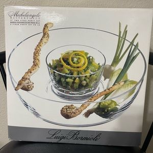 Luigi Bormioli Michelangelo 11”2 Piece Crystal Party Set Chip Dip Bowls, NIB